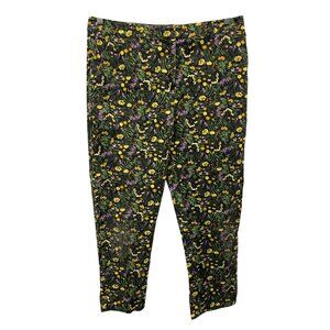 Wildfang Crop Pants Size 12 Empower Meadow Collection Floral Flat Front Multi